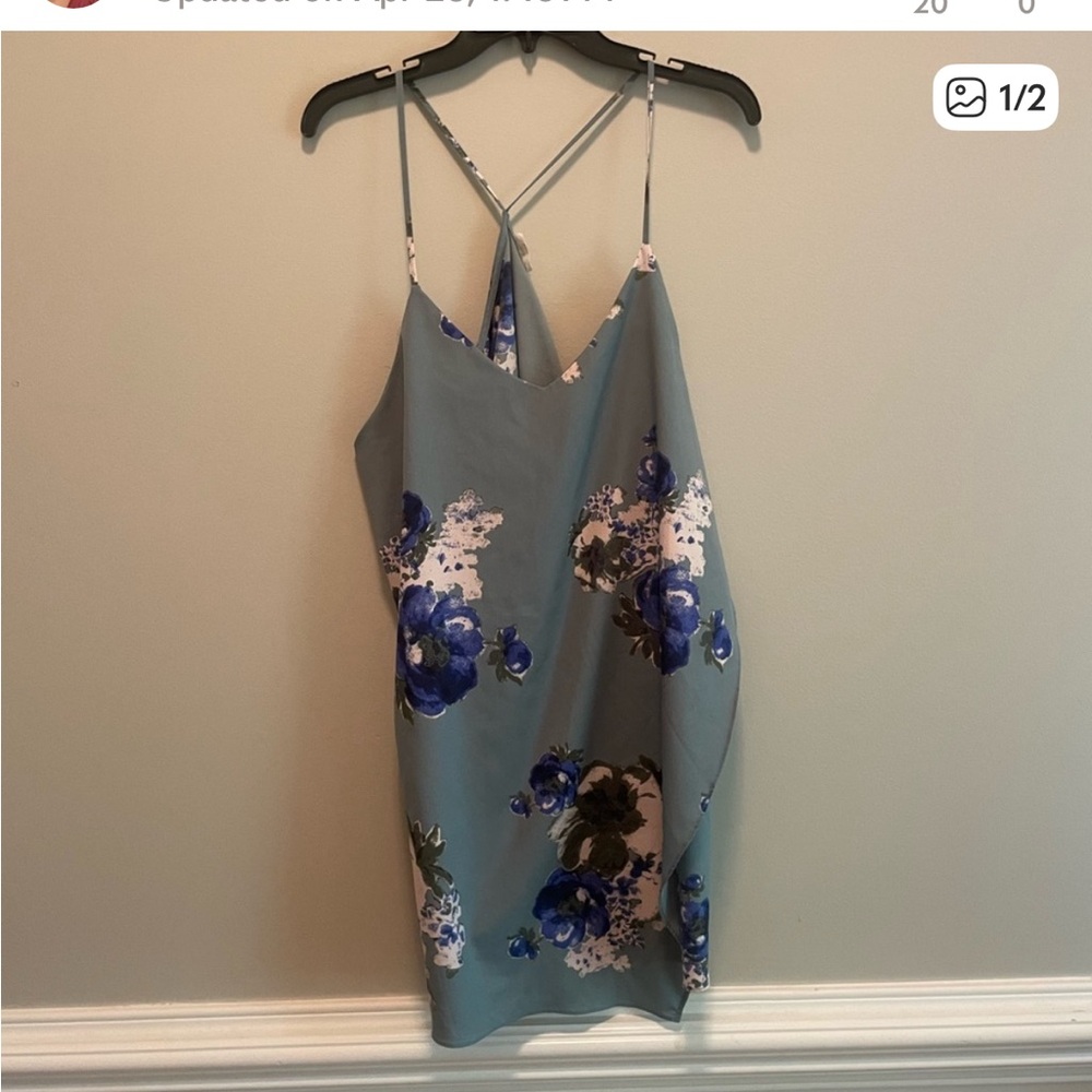 Free People Teal and Purple Floral Mini Dress
